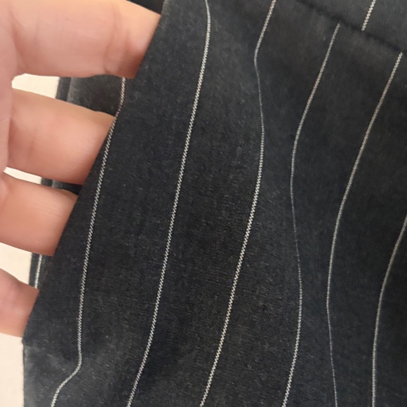 Elegant Black Pinstripe Wide Leg Double Waisted Trousers - Picture 6 of 7